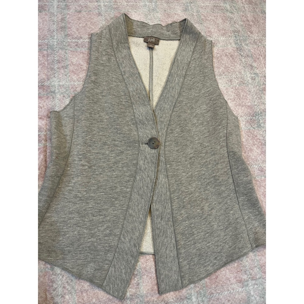 J Jill Gray Knit Vest Women's XS Button Front Casual Layering